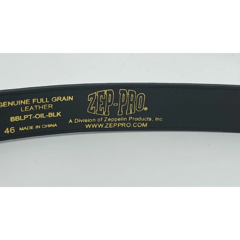 Ole Miss Univ of Mississippi Leather Belt Conchos Black Gunmetal Buckle Sz 46